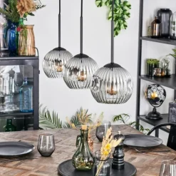 hofstein Ripoll Suspension, Boule lumineuse, Suspension Clair, Fumé, 3 lumières