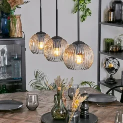 Lampes À Boules-hofstein Ripoll Suspension, Boule lumineuse, Suspension Ambre, Clair, 3 lumières