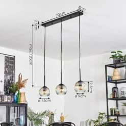 Lampes À Boules-hofstein Ripoll Suspension, Boule lumineuse, Suspension Ambre, Clair, 3 lumières