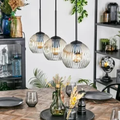 Lampes À Boules-hofstein Ripoll Suspension, Boule lumineuse, Suspension Ambre, Clair, 3 lumières