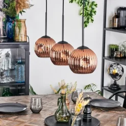 hofstein Ripoll Suspension, Boule lumineuse, Suspension Cuivré, 3 lumières