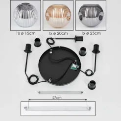 Suspension Verre Fumé-hofstein Ripoll Suspension, Boule lumineuse, Suspension, Suspension grappe Ambre, Chrome, Fumé, 3 lumières