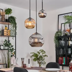 Suspension Verre Fumé-hofstein Ripoll Suspension, Boule lumineuse, Suspension, Suspension grappe Ambre, Chrome, Fumé, 3 lumières