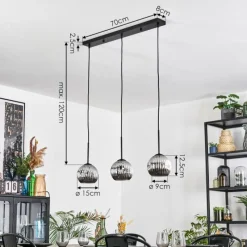 Suspension Verre Fumé-hofstein Ripoll Suspension, Boule lumineuse, Suspension Chrome, Fumé, 3 lumières