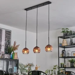 hofstein Ripoll Suspension, Boule lumineuse, Suspension Clair, Cuivré, 3 lumières