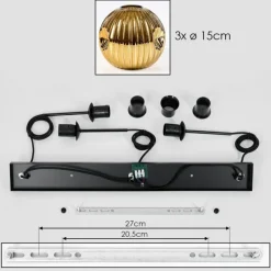 Lampes Dorées-hofstein Ripoll Suspension, Boule lumineuse, Suspension Or, 3 lumières