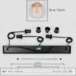 hofstein Ripoll Suspension, Boule lumineuse, Suspension Ambre, 3 lumières