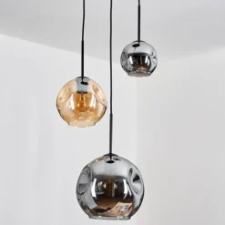 hofstein Ripoll Suspension, Boule lumineuse, Suspension, Suspension grappe Ambre, Fumé, 3 lumières