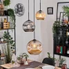 hofstein Ripoll Suspension, Boule lumineuse, Suspension, Suspension grappe Ambre, Chrome, Fumé, 3 lumières