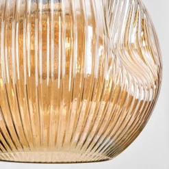 hofstein Ripoll Suspension, Boule lumineuse, Suspension, Suspension grappe Ambre, Chrome, Fumé, 3 lumières