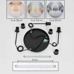 hofstein Ripoll Suspension, Boule lumineuse, Suspension, Suspension grappe Ambre, Clair, Fumé, 3 lumières