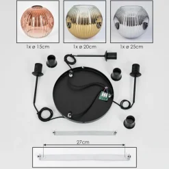 Lampes Dorées-hofstein Ripoll Suspension, Boule lumineuse, Suspension, Suspension grappe Chrome, Or, Clair, Cuivré, Fumé, 3 lumières