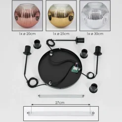 Lampes Dorées-hofstein Ripoll Suspension, Boule lumineuse, Suspension, Suspension grappe Chrome, Or, Clair, Cuivré, Fumé, 3 lumières