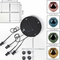 hofstein Ripoll Suspension, Boule lumineuse, Suspension grappe Bleu, Or, Vert, Cuivré, 4 lumières