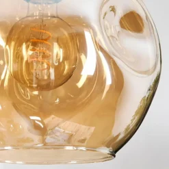 Lampes Dorées-hofstein Ripoll Suspension, Boule lumineuse, Suspension grappe Ambre, Or, Cuivré, Fumé, 4 lumières