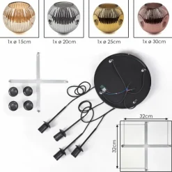 Lampes Dorées-hofstein Ripoll Suspension, Boule lumineuse, Suspension grappe Ambre, Or, Cuivré, Fumé, 4 lumières