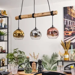 Lampes Dorées-hofstein Ripoll Suspension, Boule lumineuse, Suspension Écru, Noir, 3 lumières