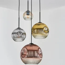 Lampes Dorées-hofstein Ripoll Suspension, Boule lumineuse, Suspension grappe Ambre, Or, Clair, Cuivré, Fumé, 4 lumières