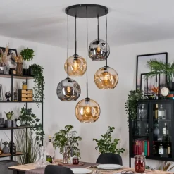 Suspension Verre Fumé-hofstein Ripoll Suspension, Boule lumineuse, Suspension grappe Ambre, Fumé, 5 lumières