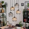 hofstein Ripoll Suspension, Boule lumineuse, Suspension grappe Ambre, Clair, Fumé, 5 lumières