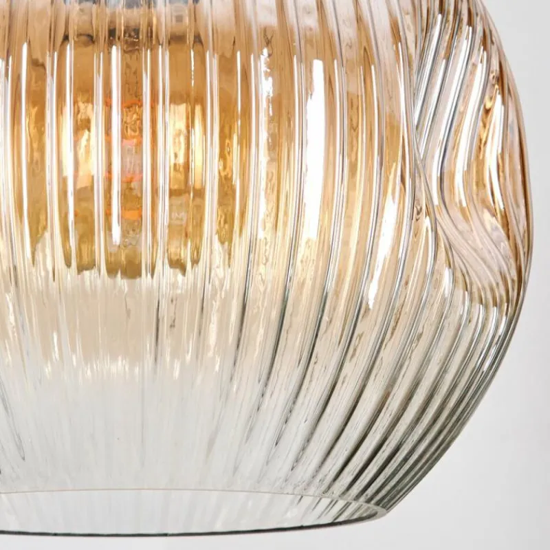 hofstein Ripoll Suspension, Boule lumineuse, Suspension grappe Ambre, Clair, Fumé, 5 lumières