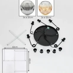 hofstein Ripoll Suspension, Boule lumineuse, Suspension grappe Ambre, Clair, Fumé, 5 lumières