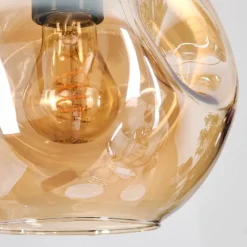 Suspension Verre Fumé-hofstein Ripoll Suspension, Boule lumineuse, Suspension grappe Ambre, Fumé, 5 lumières