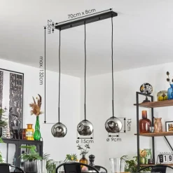 hofstein Ripoll Suspension Chrome, Fumé, 3 lumières