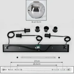 hofstein Ripoll Suspension Chrome, Fumé, 3 lumières