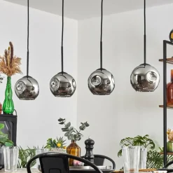 hofstein Ripoll Suspension Chrome, Fumé, 4 lumières