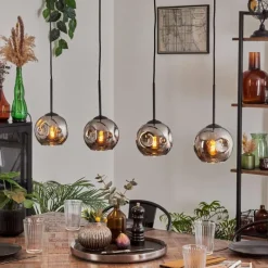 hofstein Ripoll Suspension Chrome, Fumé, 4 lumières