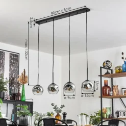 hofstein Ripoll Suspension Chrome, Clair, 4 lumières