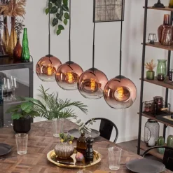 hofstein Ripoll Suspension Clair, Cuivré, 4 lumières