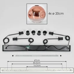 hofstein Ripoll Suspension Clair, Cuivré, 4 lumières