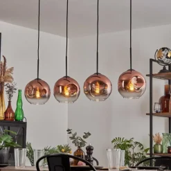 hofstein Ripoll Suspension Clair, Cuivré, 4 lumières