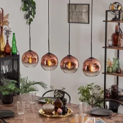 hofstein Ripoll Suspension Clair, Cuivré, 4 lumières