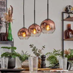 hofstein Ripoll Suspension Clair, Cuivré, 3 lumières