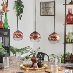 hofstein Ripoll Suspension Clair, Cuivré, 3 lumières