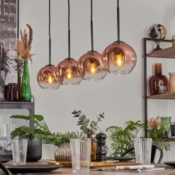 hofstein Ripoll Suspension Clair, Cuivré, 4 lumières