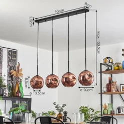 hofstein Ripoll Suspension Cuivré, 4 lumières