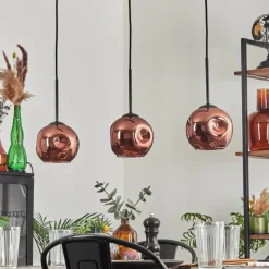 hofstein Ripoll Suspension Cuivré, 3 lumières