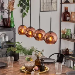 hofstein Ripoll Suspension Cuivré, 4 lumières