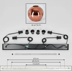 hofstein Ripoll Suspension Cuivré, 4 lumières