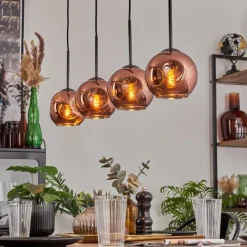 hofstein Ripoll Suspension Cuivré, 4 lumières