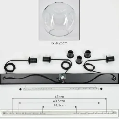 hofstein Ripoll Suspension Noir, 3 lumières