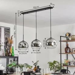 hofstein Ripoll Suspension Noir, 3 lumières