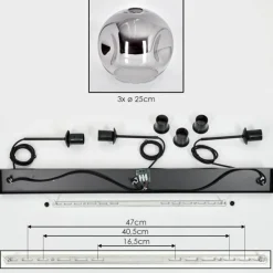hofstein Ripoll Suspension Noir, 3 lumières