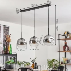 Suspension Verre Fumé-hofstein Ripoll Suspension Noir, 3 lumières