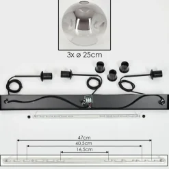 Suspension Verre Fumé-hofstein Ripoll Suspension Noir, 3 lumières