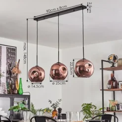 hofstein Ripoll Suspension Noir, 3 lumières